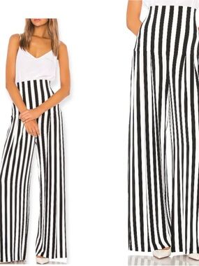Norma Kamali High Waist Pleat Pant in Stripe XXS